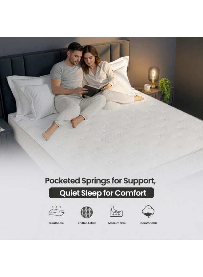 Rexal Home Dream Craft Reversible Pocket Spring Mattress – Medium-Firm Support, Motion Isolation, Premium Knitted Fabric & Foam Comfort, 200 × 200 × 24 cm - Image 5